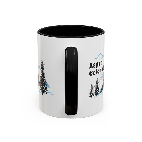 Aspen, Colorado Retro Snow Skiing Mountain 11 oz Mug, Ski Lodge Decor Coffee Cup, Mountain Gondola  Lover Gift, Retro Skiing Mug