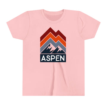 Buy pink Aspen, Colorado Youth Shirt - Retro Mountain Aspen Kid's T-Shirt - Chevron Peaks