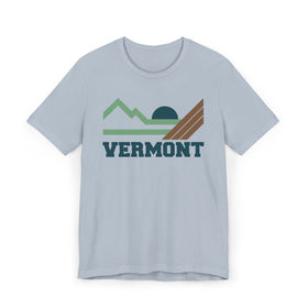 Buy light-blue Vermont Retro Mountains Sunset T-Shirt | Vintage Vermont Tee