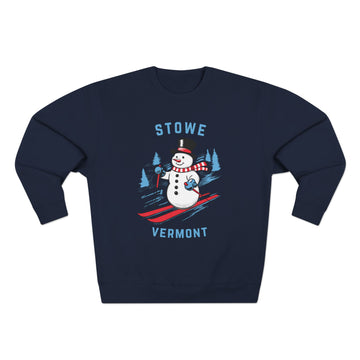 Buy navy Premium Stowe, Vermont Skiing Snowman Sweatshirt