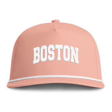 Buy peachy Boston, Massachusetts Embroidered Rope Hat - Vintage Sunwashed Rope Cap, Comfort Colors