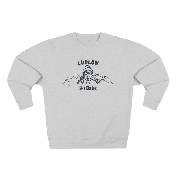 Premium Ludlow, Vermont Ski Babe Sweatshirt