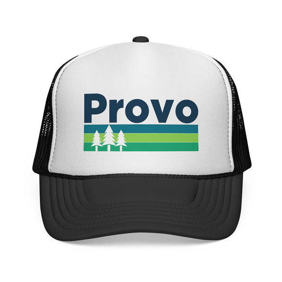 Provo, Utah Retro Trees Trucker Hat - Vintage Style Provo Cap