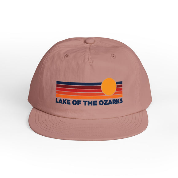 Lake of the Ozarks, Missouri retro sunset Surf Cap | vintage striped sun state hat