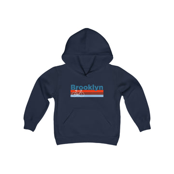 Buy navy Brooklyn, New York Youth Hoodie - Retro Bike