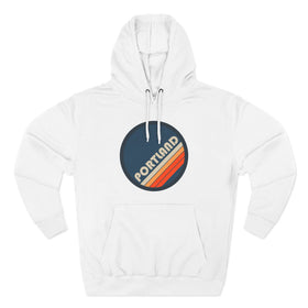 Premium Portland, Oregon Retro Circle Hoodie — Vintage 70s Striped Logo Pullover - 0