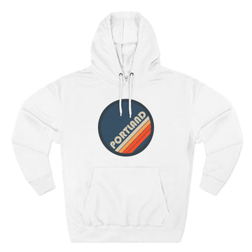 Premium Portland, Oregon Retro Circle Hoodie — Vintage 70s Striped Logo Pullover - 0