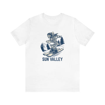 Buy white Sun Valley, Idaho T-Shirt - Skeleton Skier Unisex Sun Valley Shirt
