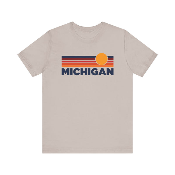 Michigan T-Shirt Retro Sun Ombre Unisex Tee, Vintage Michigan Tee, Mountain Sun Tee, Michigan Souvenir Shirt