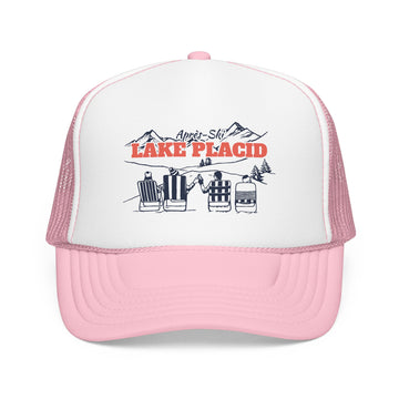 Buy light-pink-white Lake Placid, New York Après-ski Trucker Hat — Foam Mesh Cap