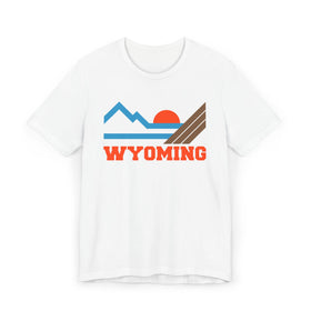 Wyoming Retro Mountains Sunset T-Shirt | Vintage Wyoming Tee
