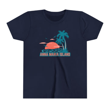 Buy navy Anna Maria Island, Florida Youth Shirt - Retro Palm Tree Anna Maria Island Kid's T-Shirt