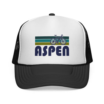 Aspen, Colorado Retro Bike Trucker Hat - Vintage Style Aspen Cap