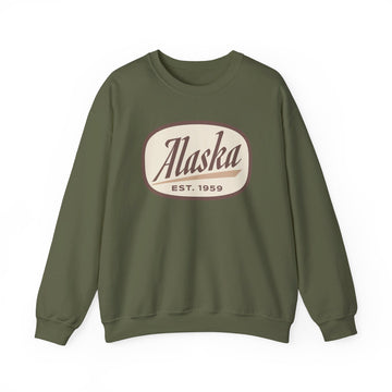 Buy military-green Alaska Sweatshirt - Unisex Retro Alaska Crewneck Sweatshirt