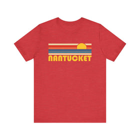 Buy heather-red Nantucket Retro Sunset Unisex Tee - Perfect Summer Vibe