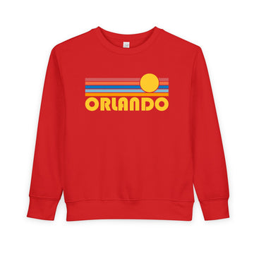 Buy red Orlando, Florida Toddler Sweatshirt - Retro Sun Orlando Toddler Crewneck Sweatshirt
