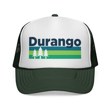 Buy dark-green Durango, Colorado Retro Trees Trucker Hat - Vintage Style Durango Cap