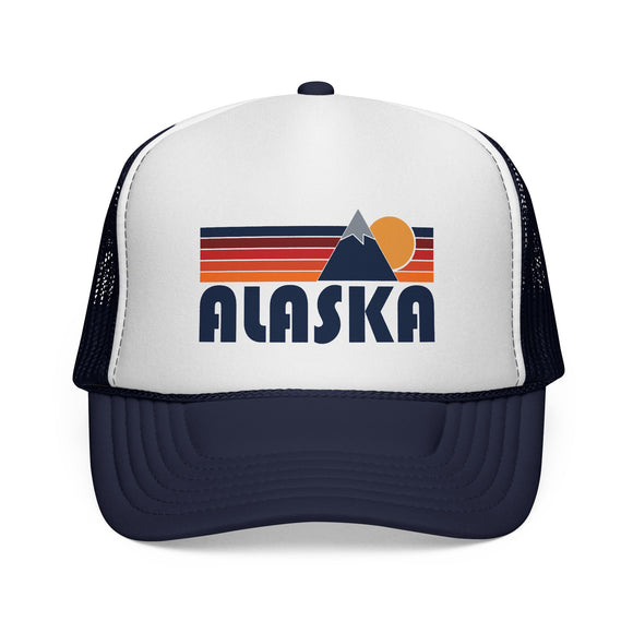 Alaska Retro Mountains Trucker Hat - Vintage Style Alaska Cap