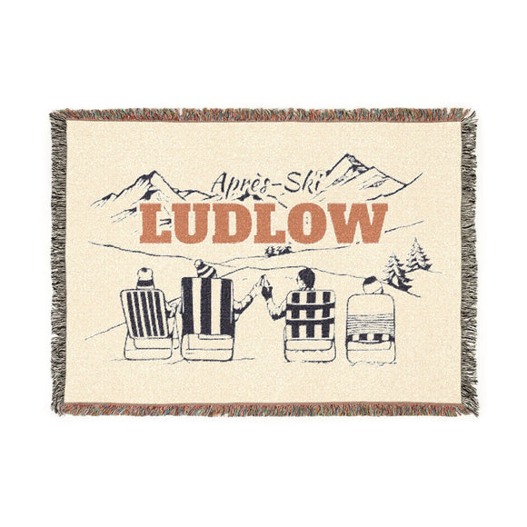 Ludlow, Vermont Ski Town Throw Blanket | Mountain Woven Blanket