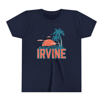 Buy navy Irvine, California Youth Shirt - Retro Palm Tree Irvine Kid's T-Shirt