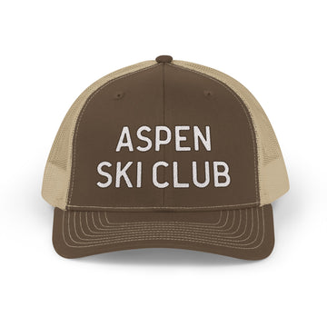 Buy brown-khaki Aspen, Colorado Snapback Trucker Cap - Embroidered Aspen Hat