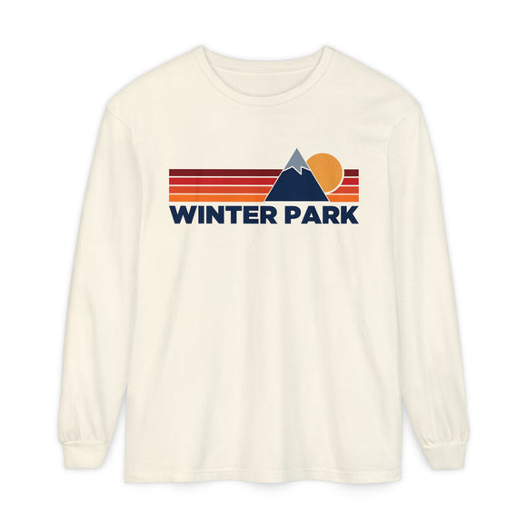 Winter Park, Colorado Long Sleeve T-Shirt Retro Mountain, Unisex Winter Park Unisex Garment-dyed Long Sleeve T-Shirt