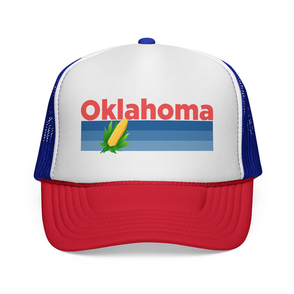 Oklahoma Retro Corn and Farm Trucker Hat