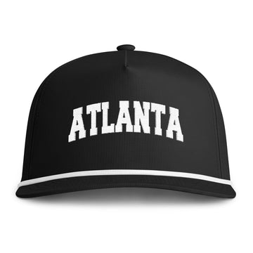 Buy black Atlanta Embroidered Rope Hat - Vintage Sunwashed Rope Cap, Comfort Colors