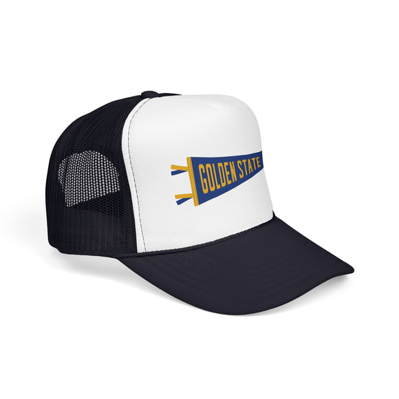Golden State, California Pennant Trucker Hat — Retro Flag Foam Cap