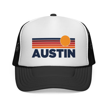 Austin, Texas Retro Sun Trucker Hat - Vintage Style Austin Cap - 0