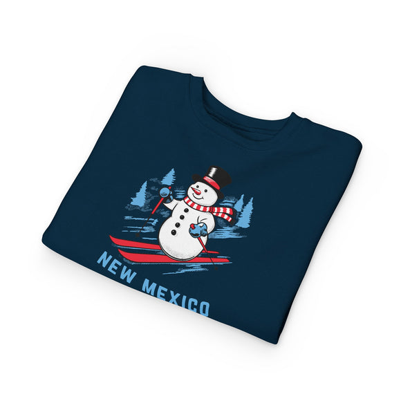 New Mexico Toddler Sweatshirt - Skiing Snowman New Mexico Toddler Crewneck Sweatshirt