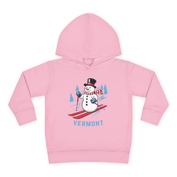 Vermont Toddler Hoodie - Unisex Skiing Snowman Vermont Sweatshirt