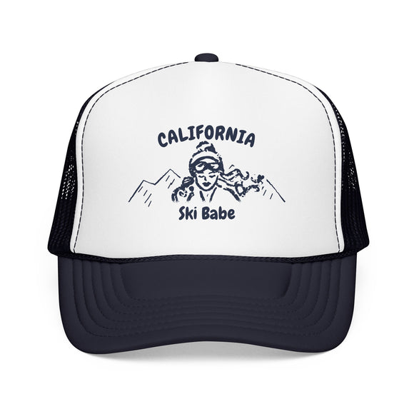 California Ski Babe Trucker Hat — Foam Mesh Cap