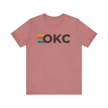 Buy heather-mauve Oklahoma City, Oklahoma tee - OKC t shirt retro stripes