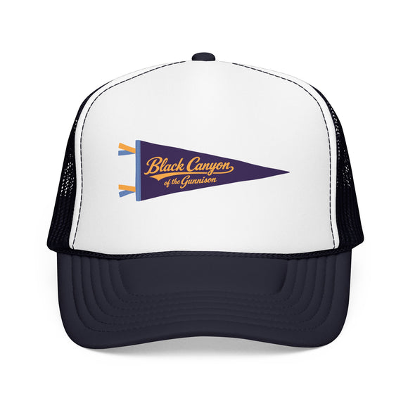 Black Canyon National Park Pennant Trucker Hat — Vintage Foam Mesh Cap