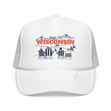 Buy white Wisconsin Après-ski Trucker Hat — Foam Mesh Cap