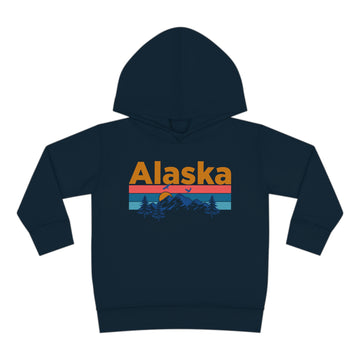 Buy navy Alaska Toddler Hoodie - Retro Mountain Sun Unisex Alaska Toddler Sweatshirt