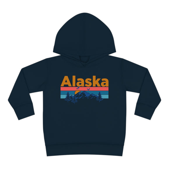 Alaska Toddler Hoodie - Retro Mountain Sun Unisex Alaska Toddler Sweatshirt
