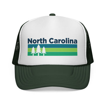 Buy dark-green North Carolina Retro Trees Trucker Hat - Vintage Style North Carolina Cap
