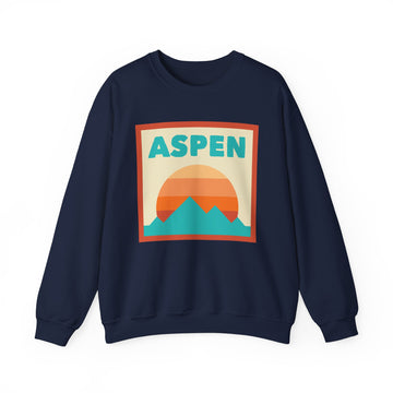 Buy navy Retro Aspen, Colorado Sweatshirt, Mountain Sun Design, Unisex Crewneck, Gift for Outdoorsy Friends, Vintage Aspen, Colorado Jumper