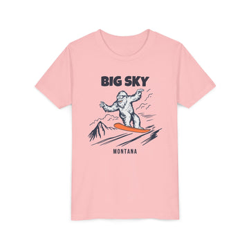 Buy pink Big Sky, Montana Yeti Snowboard Youth Tee - Kids Skiing Shirt