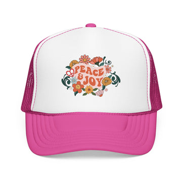 Buy hot-pink-white-hot-pink Peace and Joy Trucker Hat Boho
