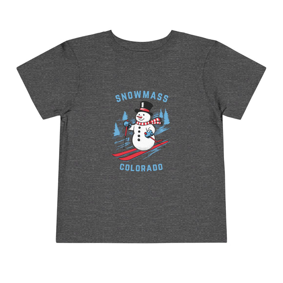 Snowmass, Colorado Toddler Skiing Snowman Graphic Tee - Kids Snowmass Shirt