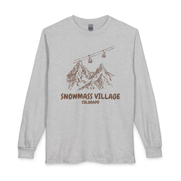 Snowmass Village, Colorado Long Sleeve T-Shirt - Ski Mountain Gondola
