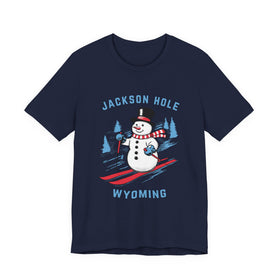 Buy navy Jackson Hole, Wyoming T Shirt - Ski Snowman Graphic Tee