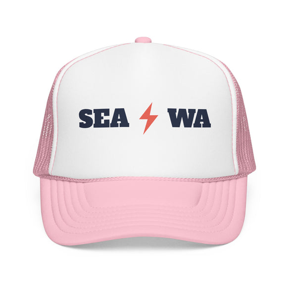 Seattle, Washington Retro Trucker Hat - Lightning Foam Cap