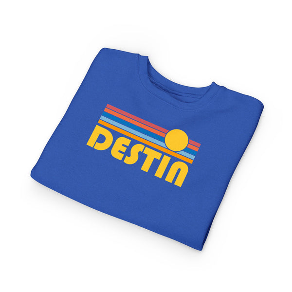 Destin, Florida Toddler Sweatshirt - Retro Sun Destin Toddler Crewneck Sweatshirt