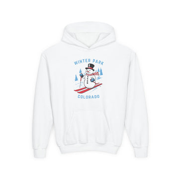 Winter Park, Colorado Youth Hoodie - Skiing Snowman Kids Winter Park Hooded Sweatshirt