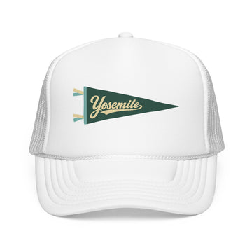 Buy white Yosemite National Park Pennant Trucker Hat — Vintage Foam Mesh Cap