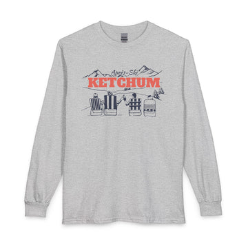 Ketchum, Idaho Après-ski Long Sleeve Shirt - Mountain Retro Skiing